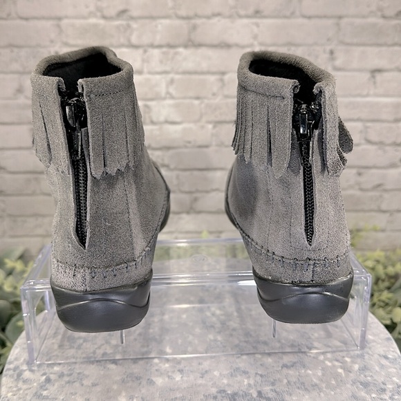 Comfort Ease by Blair - Gray Suede Moccasin Ankle Zip Booties WMS 6.5W🩶VGUC - Picture 9 of 15